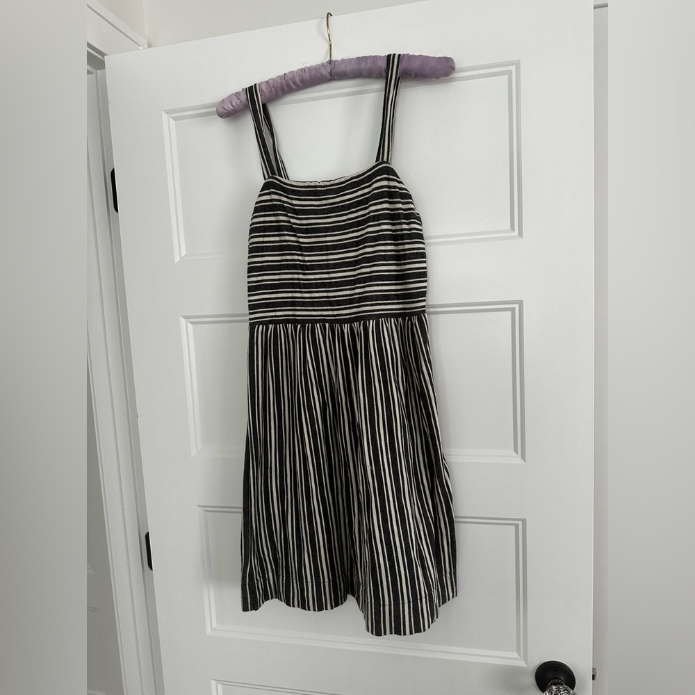 LOFT Womens Gray& Cream Stripe Dress